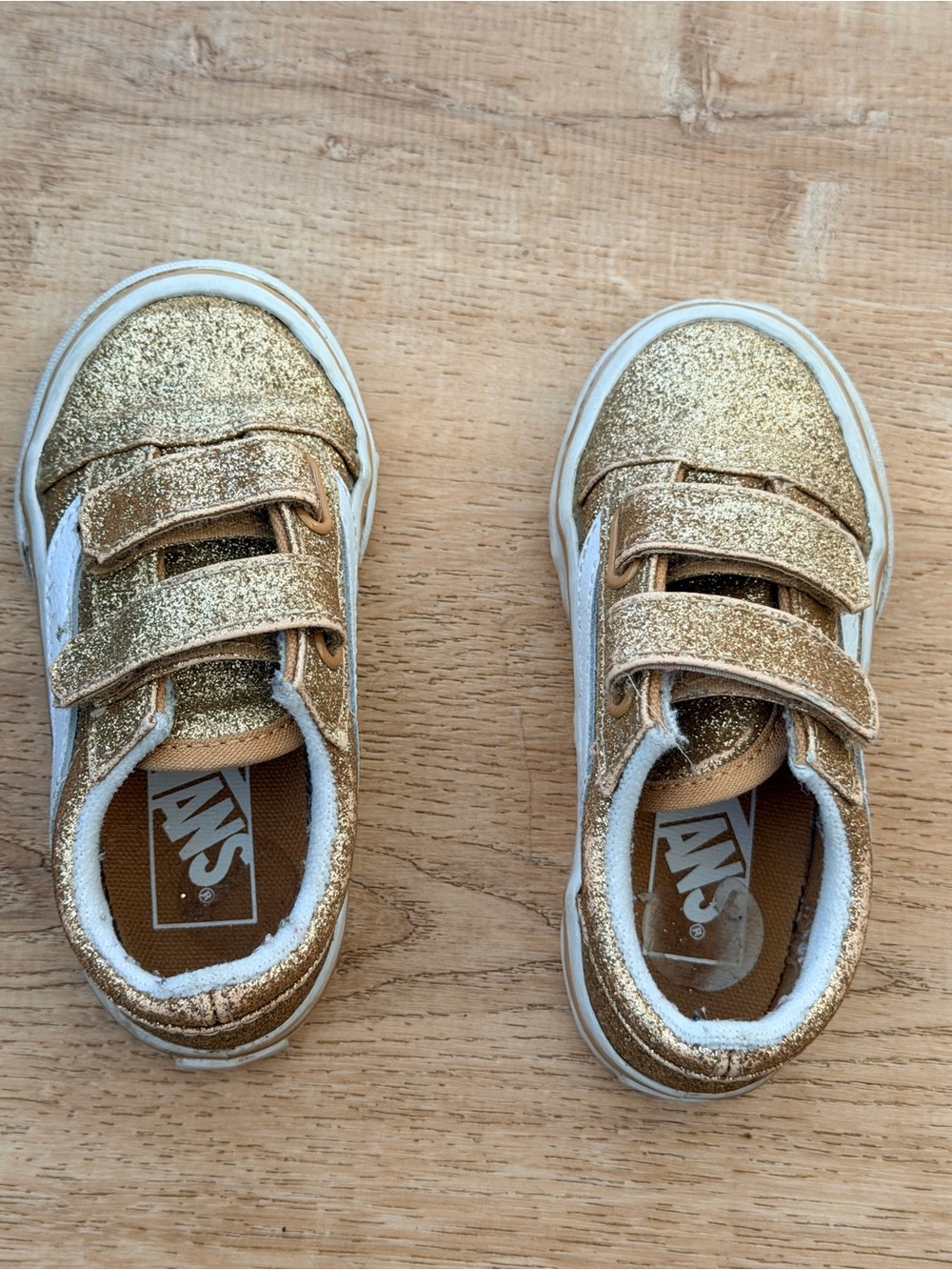 Vans Kids Gold Glitter Velcro Sneakers toddler